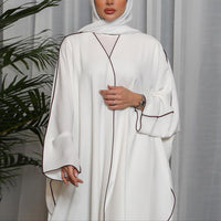 White Patchwork Plus Size Women's Abaya Robe
