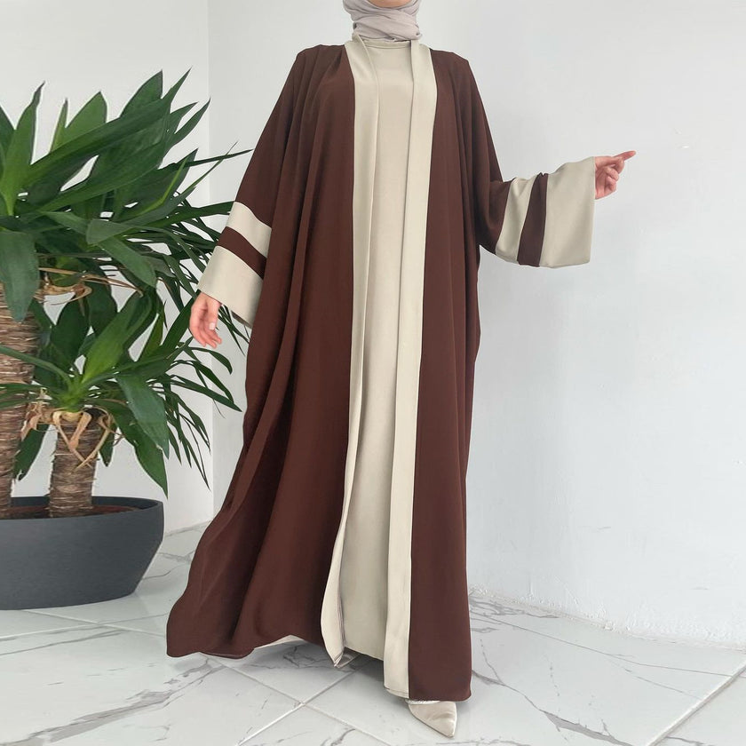 Women's Muslim Long Dress Abaya Two-piece Set