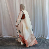 Floral Print Fashion Robe Abaya Cardigan Coat