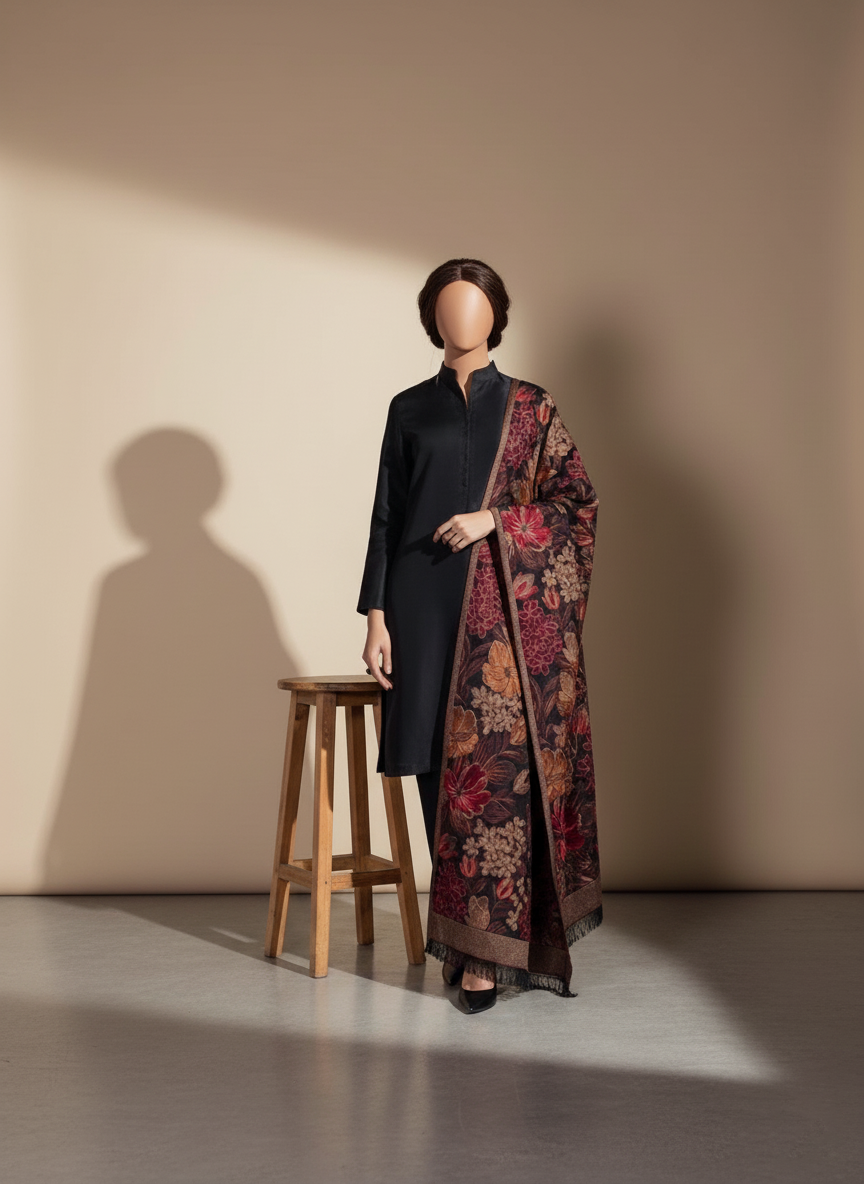 Sarinnah Premium D14-Luxury Formal Heavy Embroidered Karandi Shawl.