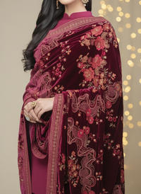 Sarinnah Premium 33-Embroided Fine quality Velvet shawl.