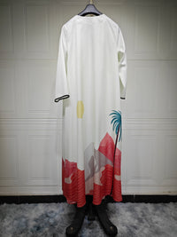 Floral Print Fashion Robe Abaya Cardigan Coat